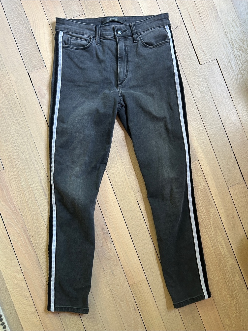 Joe's Jeans Grey Skinny Jeans with White Side Stripes